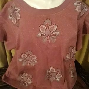 Anthropologie Chloe Oliver sparkly embroidered top